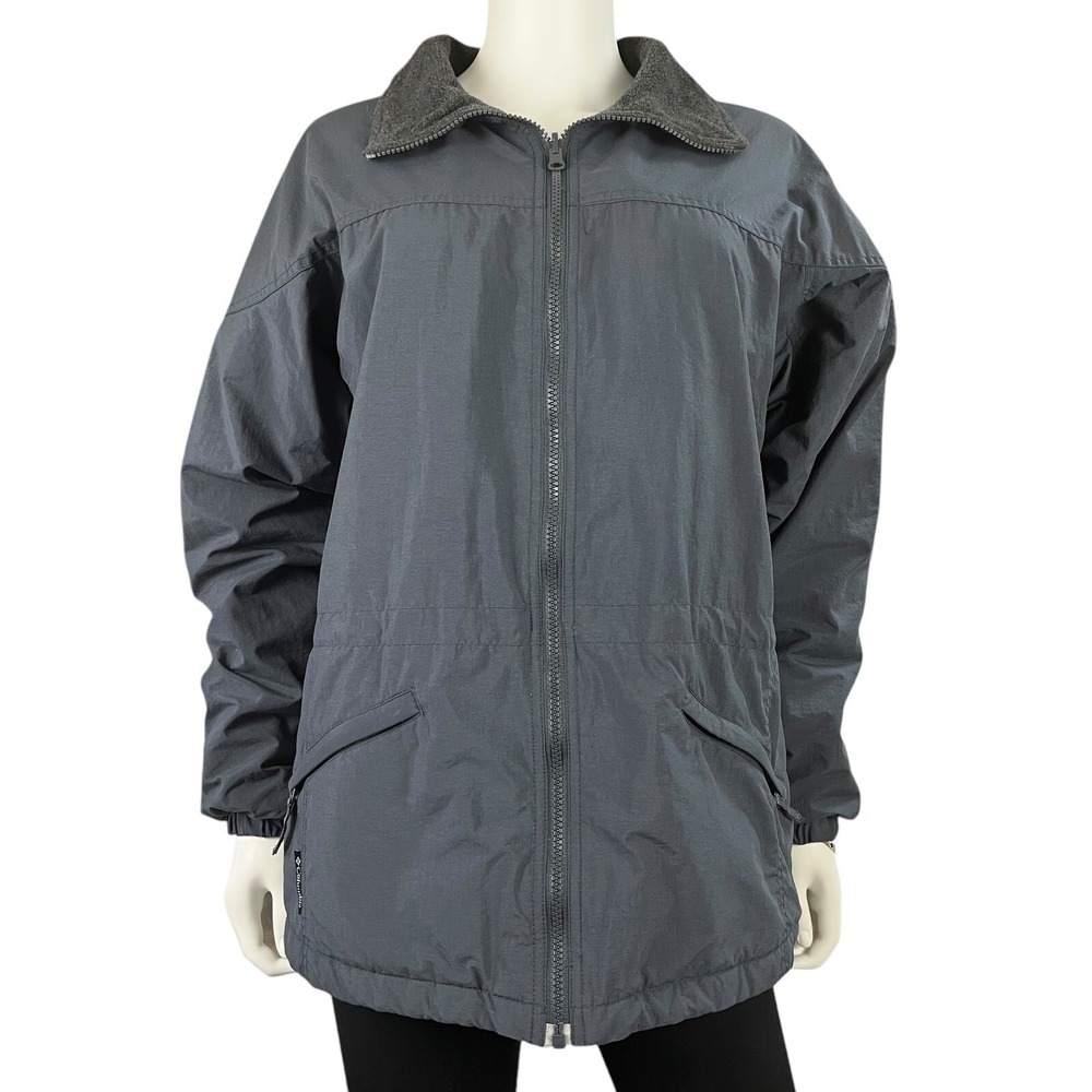 Columbia Sportswear Interchange Jacket Gray Fleece Lined Zip Up Coat Women Large